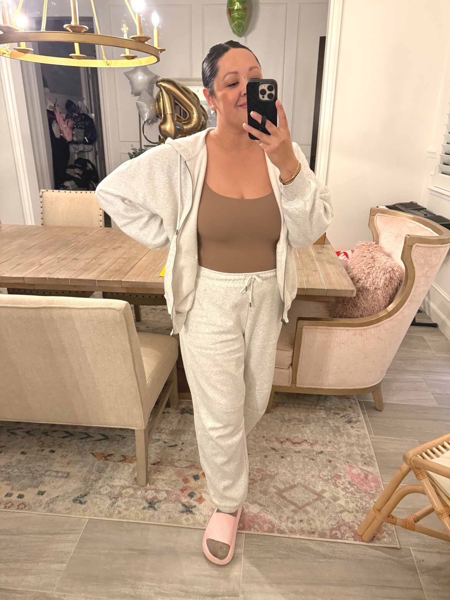 my favorite sweat set in the “light heather gray"👌🏼 a must have!

tank/cami :: medium in color "taffy”
hoodie :: xl
sweats :: medium 
(they do shrink a bit after the first wash — so i sized up to xxl in the hoodie when i bought my second set)

#LTKmomlife #LTKootd #LTKgrwm