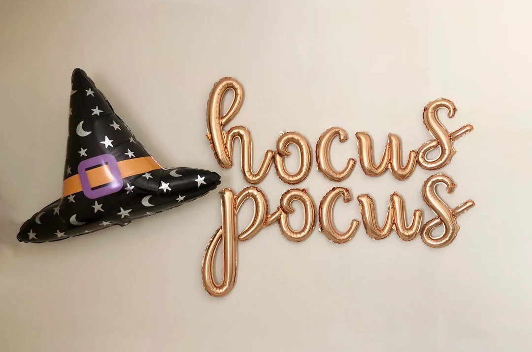 Hocus Pocus Gold Script Lettershalloween Balloonhocus Pocus Themewitch Themehocus Pocus Bannerhal... | Etsy (US)
