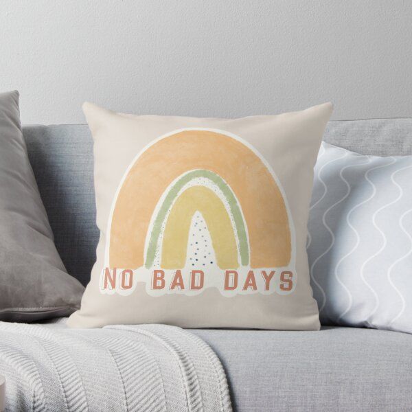 Rainbow, no bad days Throw Pillow by RachelLoveCraft | Redbubble (US)