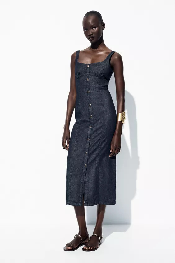 Z1975 STRAPPY DENIM MIDI DRESS | Zara US