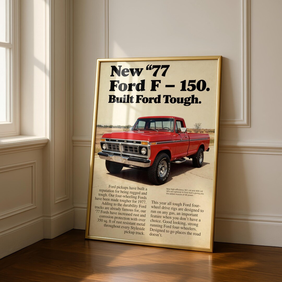 Vintage Ford Truck Wall Advert - Classic 1977 Pickup Advert - Ford Memorabilia - Retro Garage Pri... | Etsy (US)