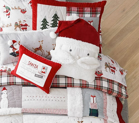 Heritage Santa Organic Flannel Sheet Set & Pillowcases | Pottery Barn Kids