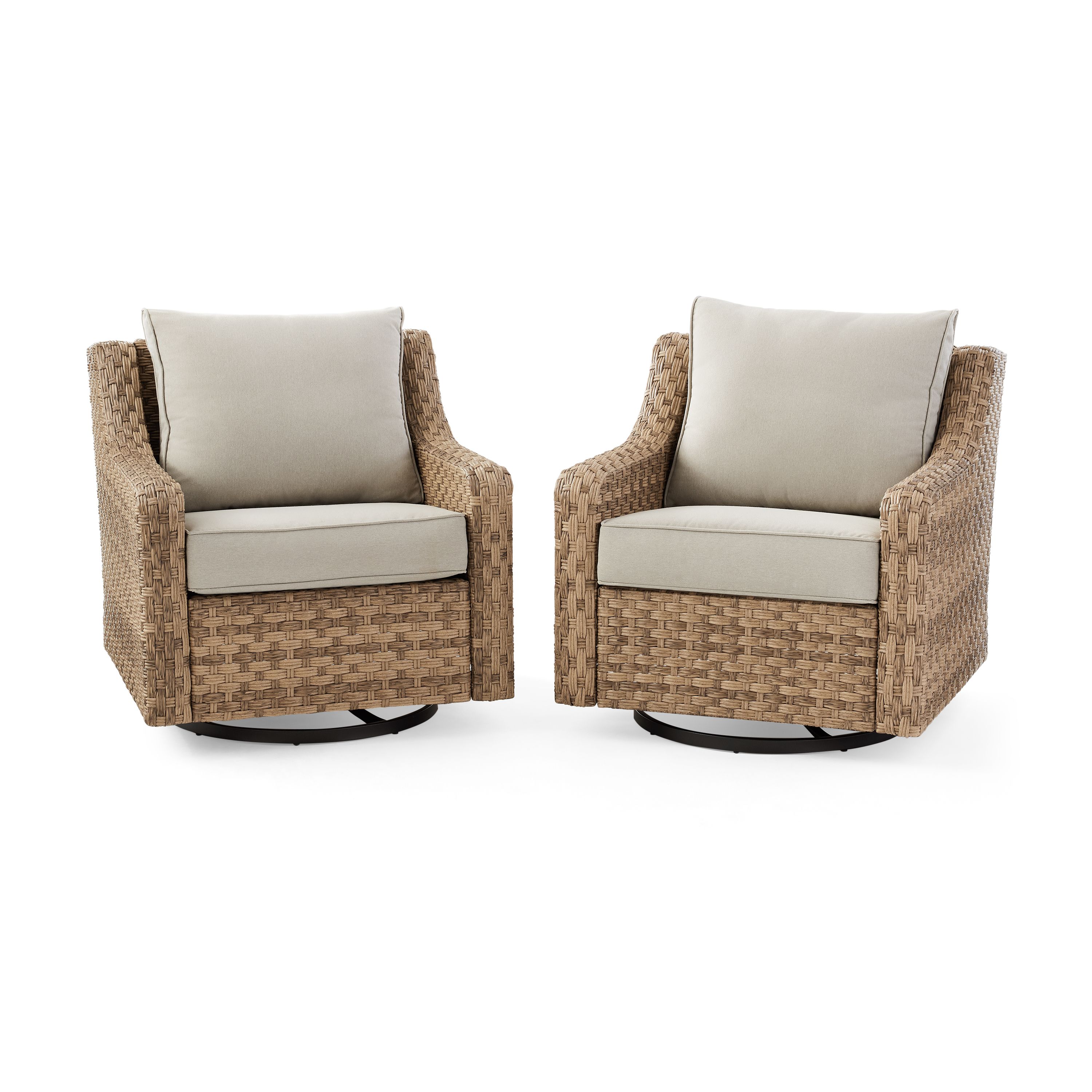 Better Homes & Gardens River Oaks Outdoor Swivel Gliders with Patio Covers, Set of 2, Natural | Walmart (US)