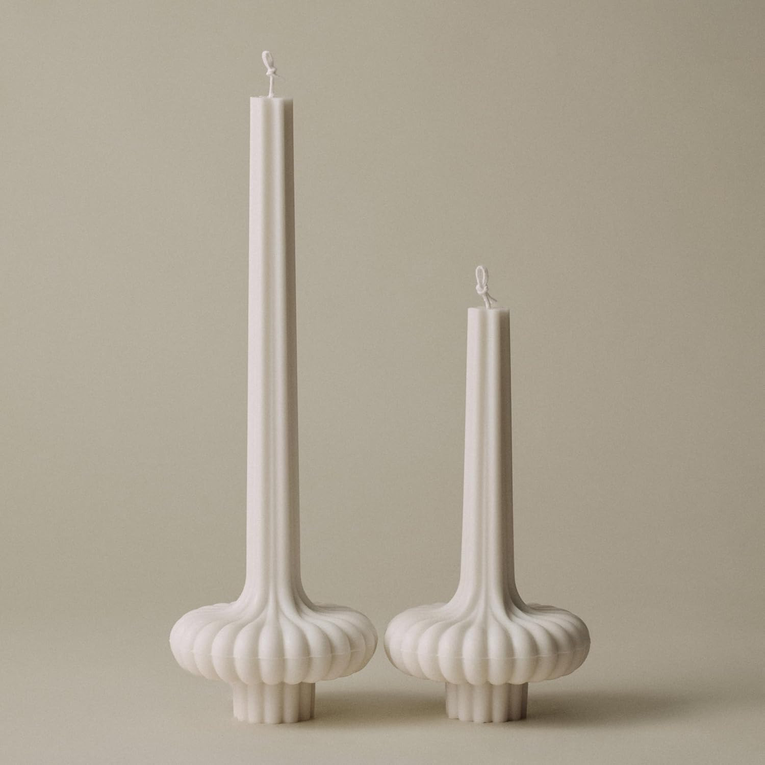 LAWA Set of 2 Pumpkin Base Candle - Beautiful Handmade Pillar Unscented Soy Wax Candle Elegant Aesthetic Vase Candle Housewarming Gift Home Room Shelf Decor Idea White | Amazon (US)