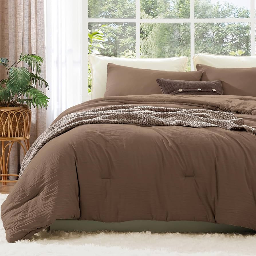 WRENSONGE Twin/Twin XL Comforter Set - 2 Pieces Brown Comforter Prewashed Soft Lightweight for Al... | Amazon (US)