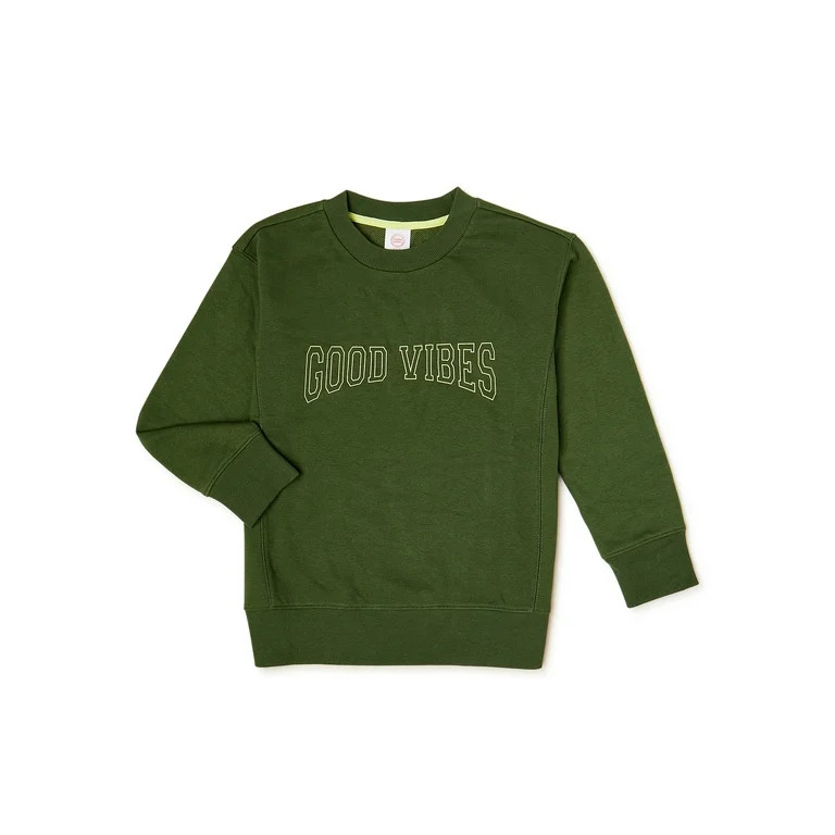 Wonder Nation Boys Long Sleeve Crewneck Sweatshirt, Sizes 4-18 & Husky | Walmart (US)