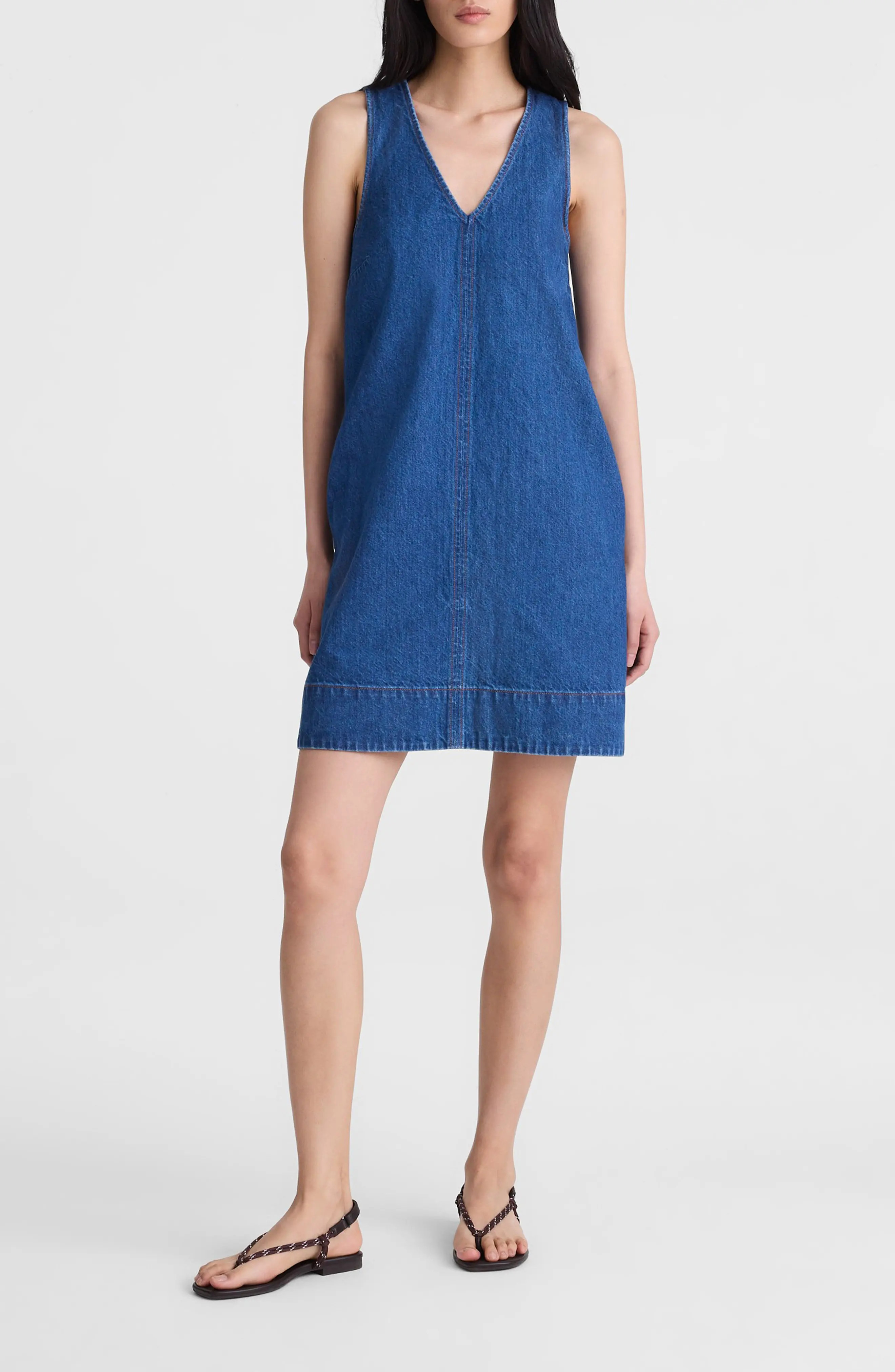 Madewell V-Neck Sleeveless Denim Minidress (Women) | Nordstrom | Nordstrom