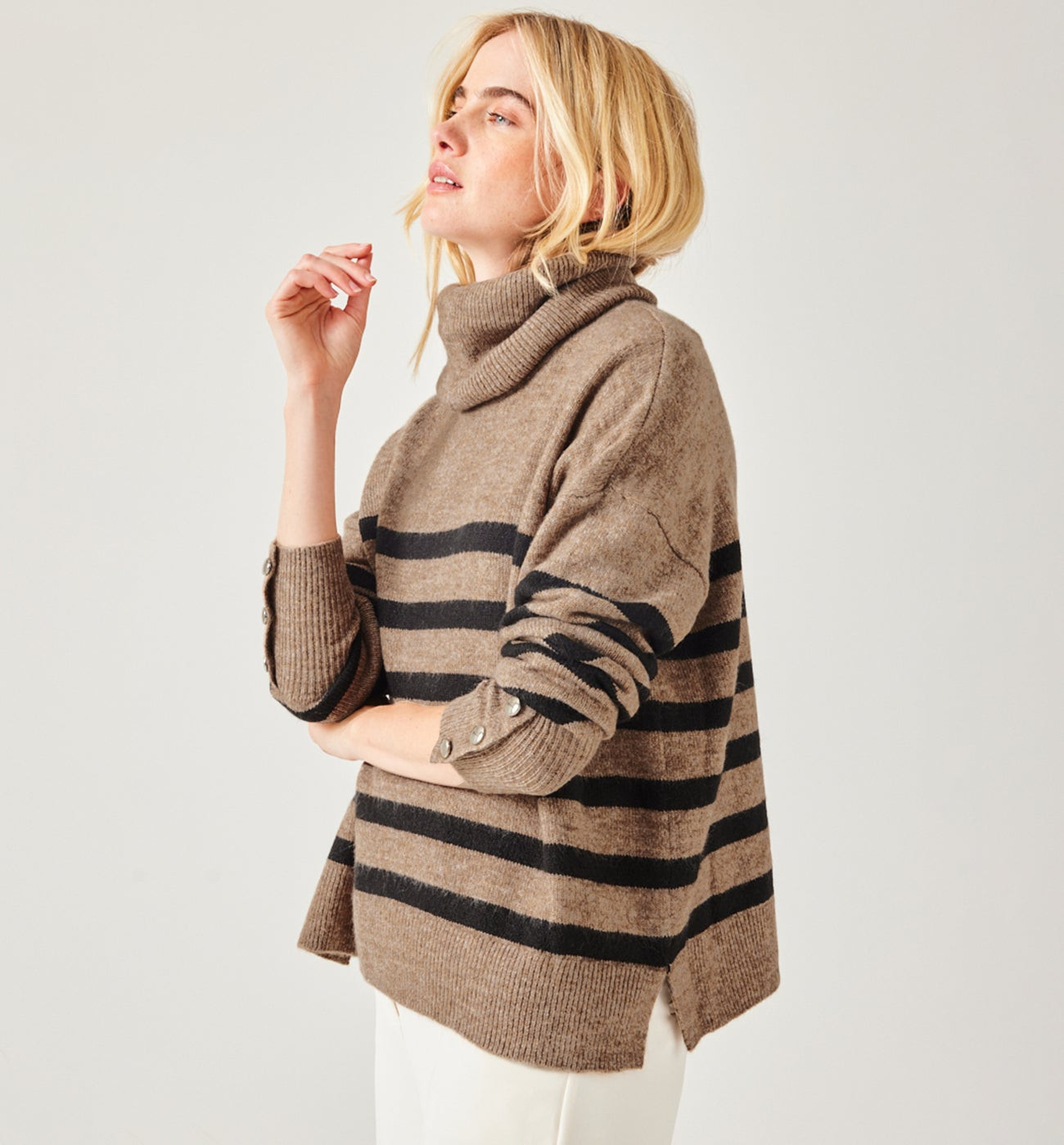 Pull col roulé oversize - RAYURE GREGE | Promod (FR)