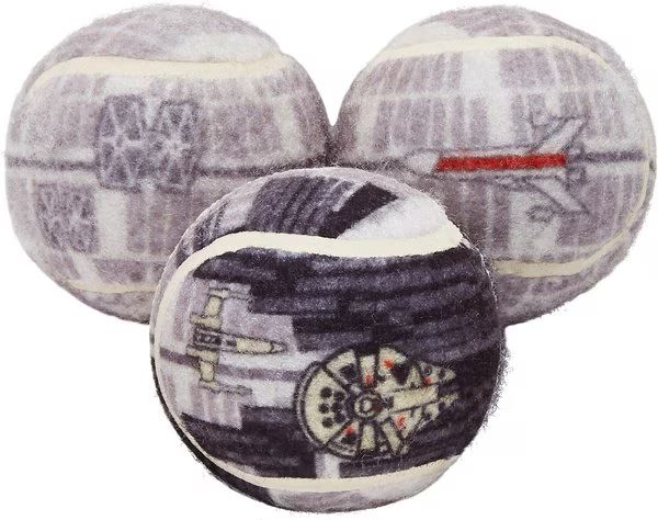 STAR WARS DEATH STAR Fetch Squeaky Tennis Ball Dog Toy, 3 count | Chewy.com