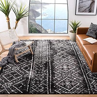 Safavieh Adirondack Collection ADR111C Moroccan Boho Distressed Area Rug, 10' x 14', Black/Silver | Amazon (US)