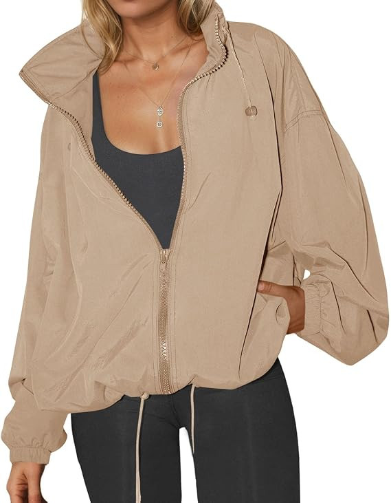 Womens Waterproof Rain Jackets Lightweight Zip Up Raincoat Outdoor Hiking Hooded Windbreaker with... | Amazon (US)
