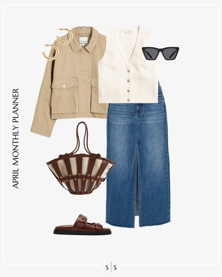 Monthly outfit planner: APRIL: Spring looks | denim skirt, vest, cropped utility jacket, tote, sandals

See the entire calendar on thesarahstories.com ✨ 


#LTKstyletip