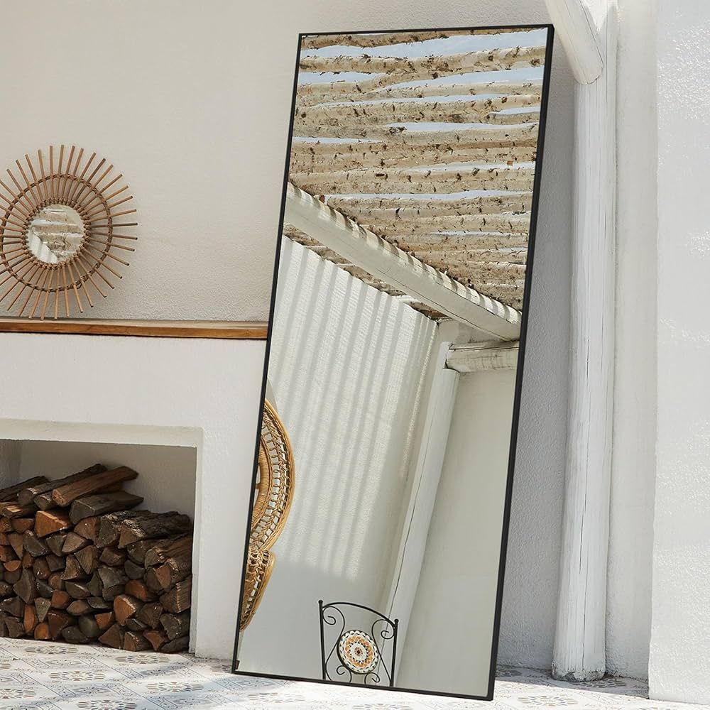 Anpark Black Rectangle Mirror Full Length No Stand 30" x 71" Large Leaning Floor Mirror Bedroom F... | Amazon (US)