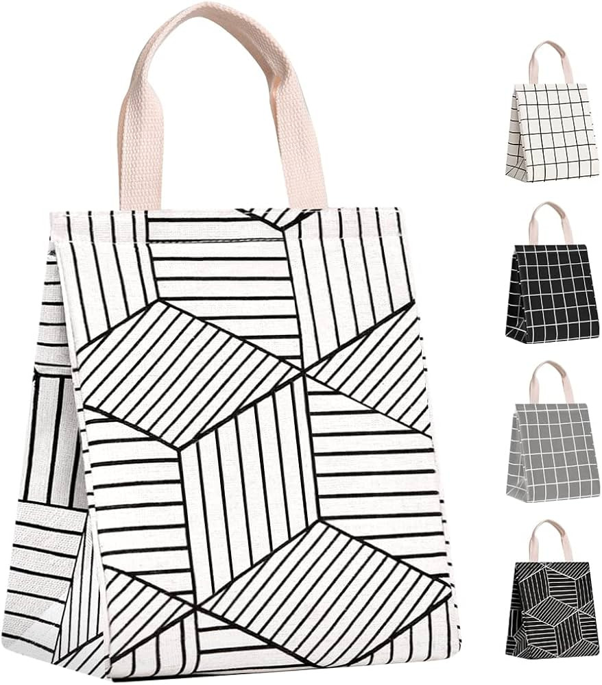 HOMESPON Reusable Lunch Bag Insulated Lunch Box Canvas Fabric with Aluminum Foil, Lunch Tote Hand... | Amazon (US)