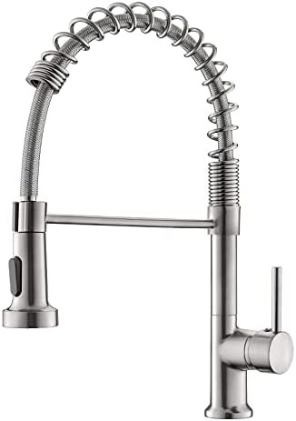 GIMILI Kitchen Faucet with Pull Down Sprayer High Arc Single Handle Spring Kitchen Sink Faucet Br... | Amazon (US)