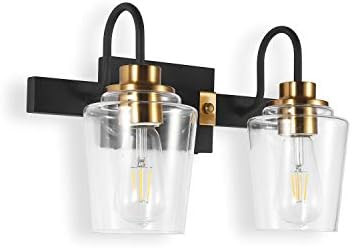 Bathroom Vanity Light Fixtures with E26 Modern Glass Globe Shade Bronze Metal Black Vintage Wall ... | Amazon (US)