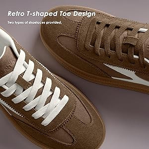 Vilanva Women's Fashion Sneakers Casual Tennis Shoes Shoe with Genuine Suede Classic Retro Gum So... | Amazon (US)