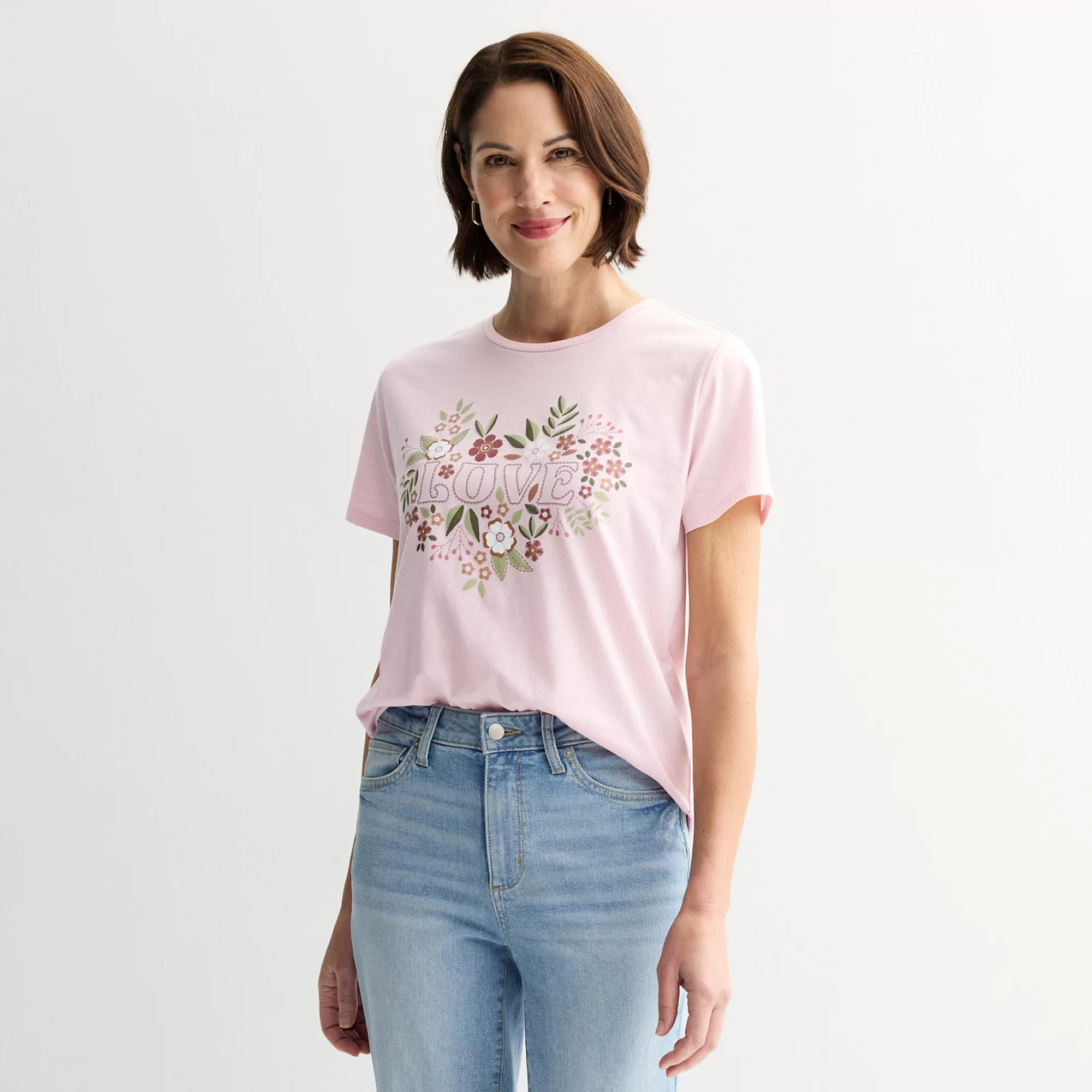 Women's "Love" Floral Heart Valentine's Day Graphic Tee | Kohl's