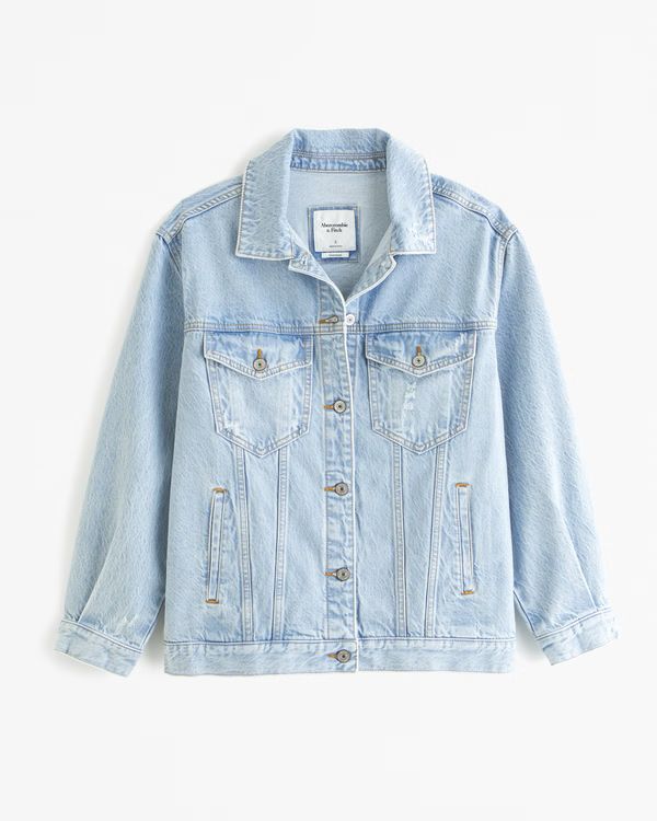 Women's Oversized Denim Trucker Jacket | Women's Coats & Jackets | Abercrombie.com | Abercrombie & Fitch (US)