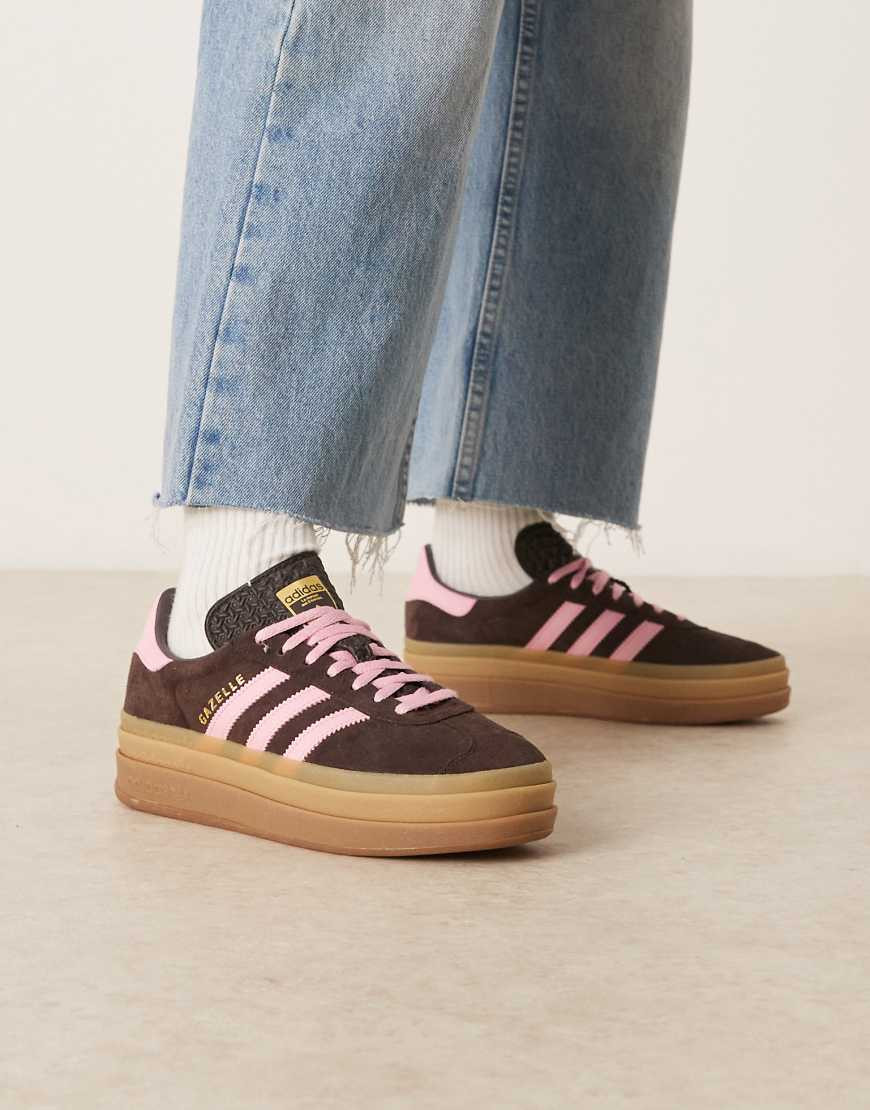 adidas Originals Gazelle Bold sneakers in dark brown and pink | ASOS (Global)