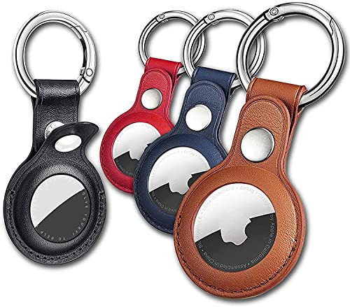 Eusty Air Tag Keychain for Apple Airtags Holder, 4 Pack Protective Leather Case Tracker Cover with Airtag Key Ring Compatible New AirTag Dog Collar (Multi-Color) | Amazon (US)