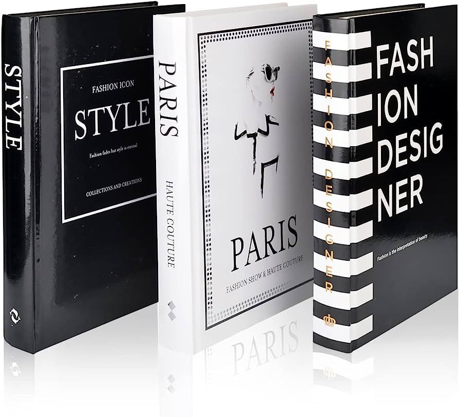 Fashion Decorative Book Stack,Set of 3 Hardcover Modern Decorative Books,Fashion Design Book Set ... | Amazon (US)