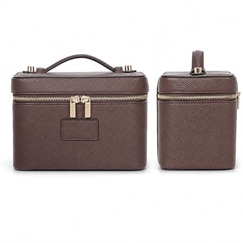 Cozomga Makeup Bag Vanity Case for Women Leather Cosmetic Bag Travel Toiletry Bags Portable Makeup Organizer Case | Amazon (US)