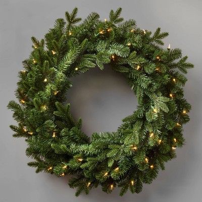 28in Prelit Artificial Christmas Wreath Natural Clear Lights - Wondershop™ | Target