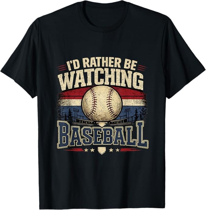 I’d Rather Be Watching Baseball Vintage Retro Graphic T-Shirt | Amazon (US)