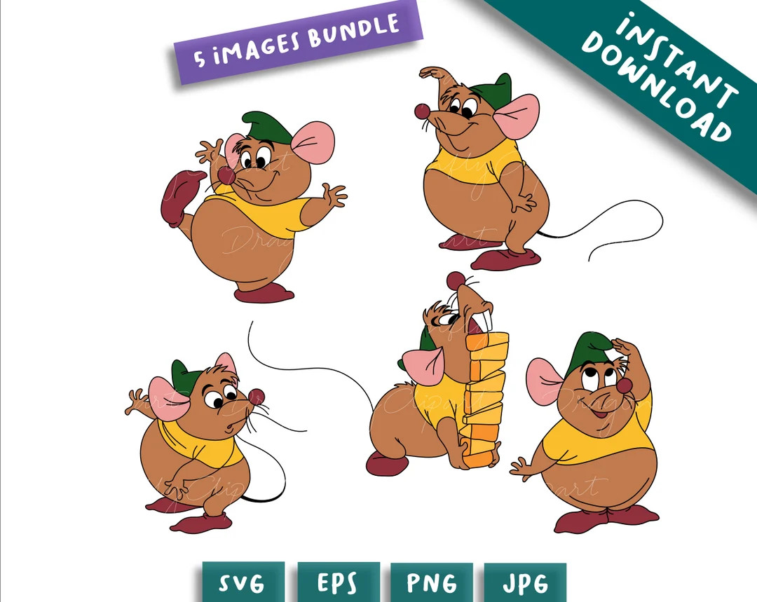 Gus Mouse Clipart Bundle: Cinderella Friend Svg Png Jpg Eps (Digital Download) | Etsy (US)