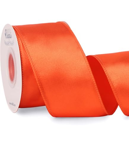 Reliant Ribbon 92575W-058-40F Satin Value Wired Edge Ribbon, 2-1/2 Inch X 10 Yards, Orange | Amazon (US)