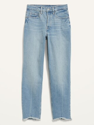 Extra High-Waisted Button-Fly Curvy Sky-Hi Straight Cut-Off Jeans for Women | Old Navy (US)