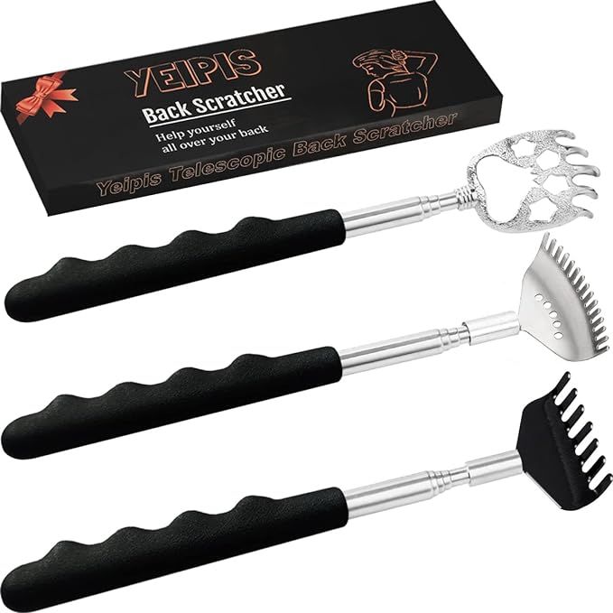 Yeipis 3 Pack Different Back Scratcher Metal Portable Telescoping Back scratchers with Rubber Han... | Amazon (US)