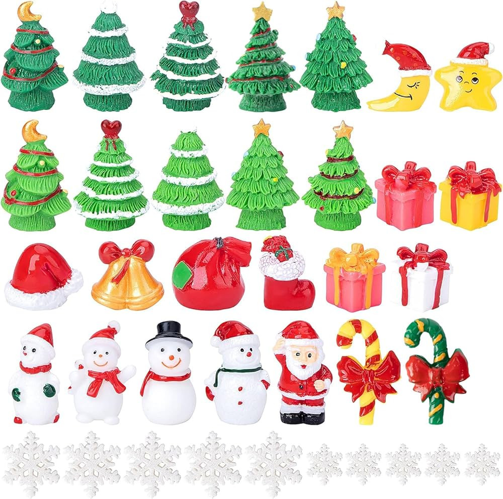 Iceyyyy 37 Pcs Miniature Resin Christmas Figurines-Tiny Figurines Christmas Trees Snowman Santa C... | Amazon (US)