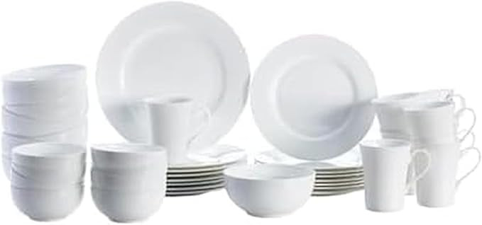 Mikasa Delray 40-Piece Bone China Dinnerware Set, White Round Dishes for 8 - Dinner Plates, Salad... | Amazon (US)