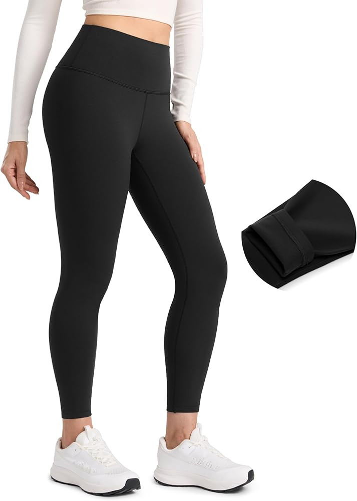 CRZ YOGA Matte Fleece Lined Leggings 25'' - Thermal Casual Lounge Workout Womens Yoga High Waiste... | Amazon (US)