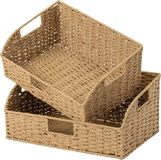 StorageWorks Pantry Baskets for Organizing,Wicker Basket for Storage,2-Pack | Amazon (US)