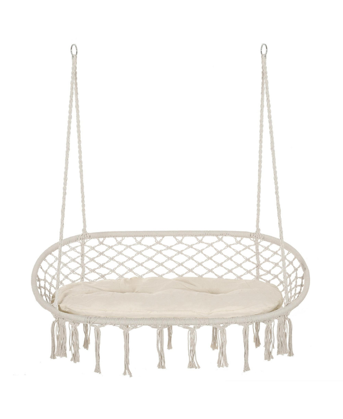 Outsunny Hanging Hammock Chair Macrame Seat for Patio Garden - Cream white | Macy's