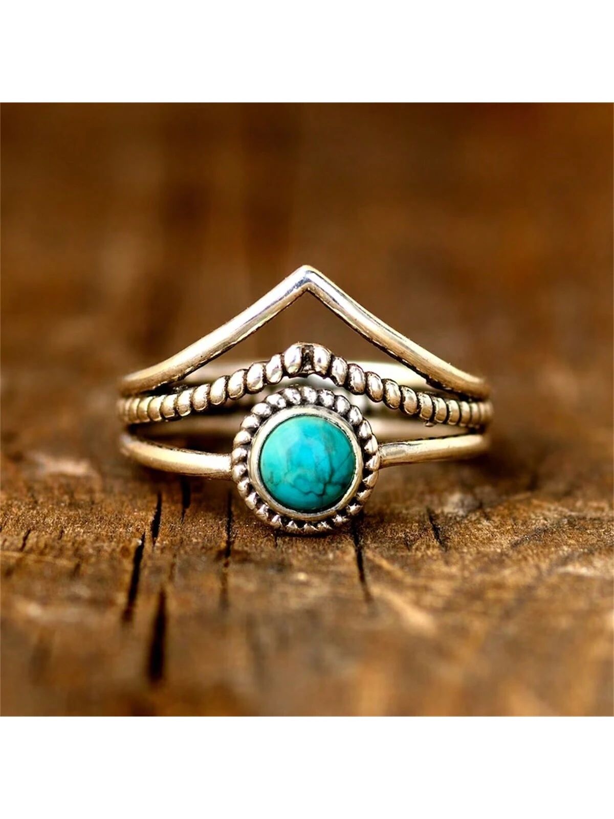 Bohemian Vintage Turquoise Hollow Out Fashion Ring, Western Style Creative Women's Personalized R... | SHEIN
