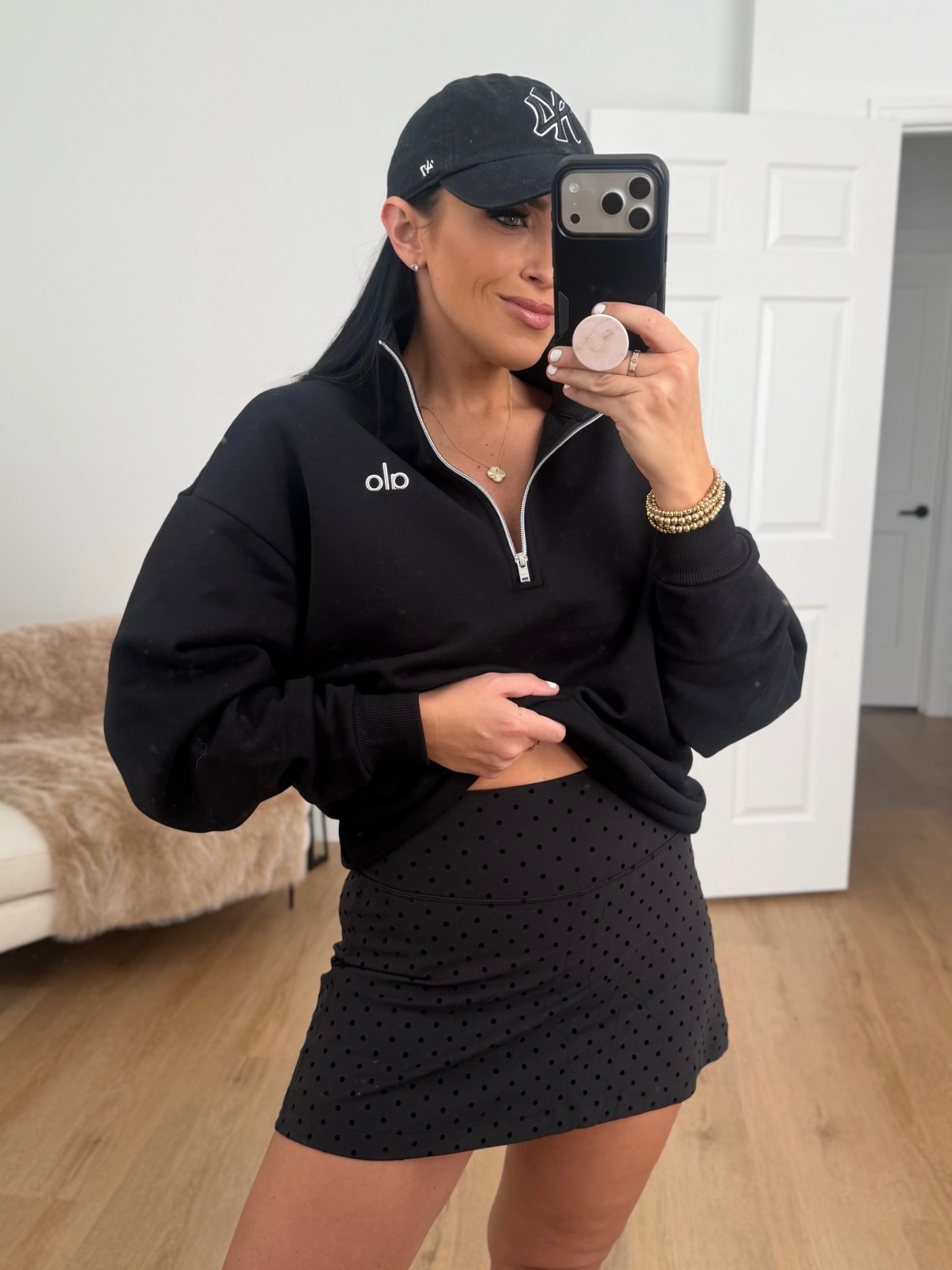 lululemon Align™ High-Rise Skirt Flocked wearing size 6. Accolade 1/4 Zip Pullover wearing size medium
