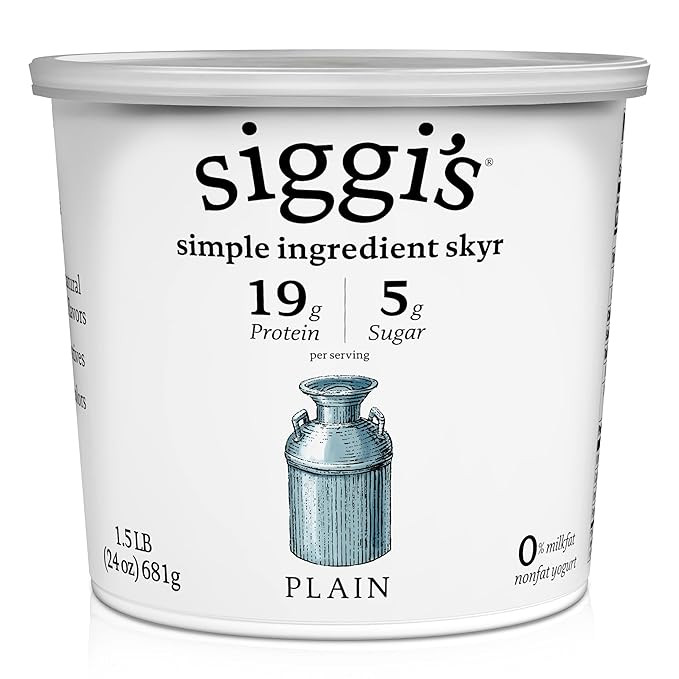 siggi's® Icelandic Strained Nonfat Yogurt, Plain, 24 oz. Multiserving Container – Thick, Prote... | Amazon (US)