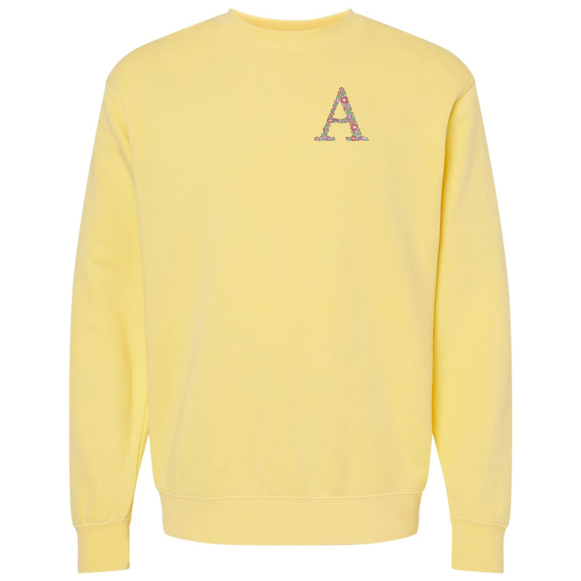 Initial 'Floral Letter' Cozy Crew | United Monograms