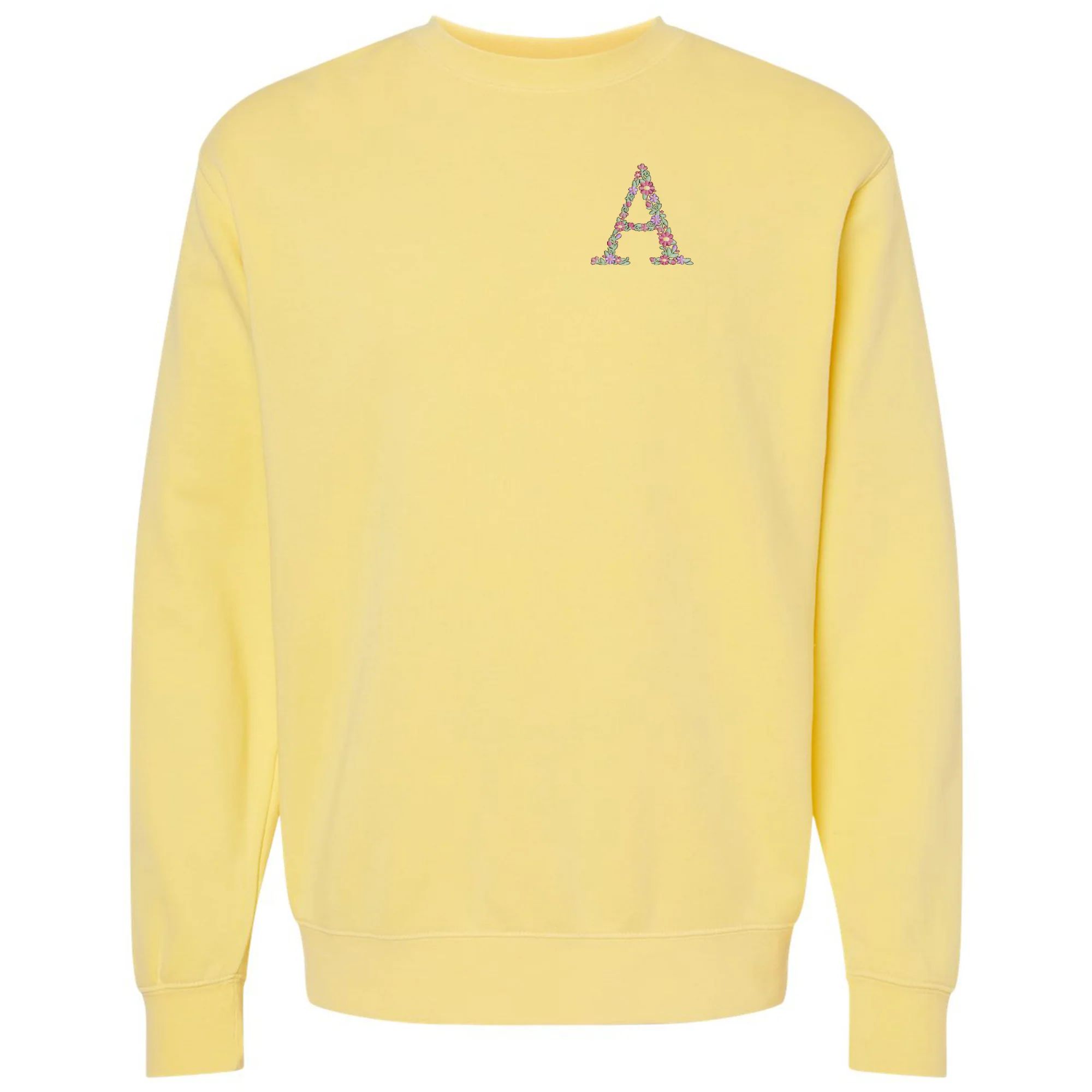 Initial 'Floral Letter' Cozy Crew | United Monograms