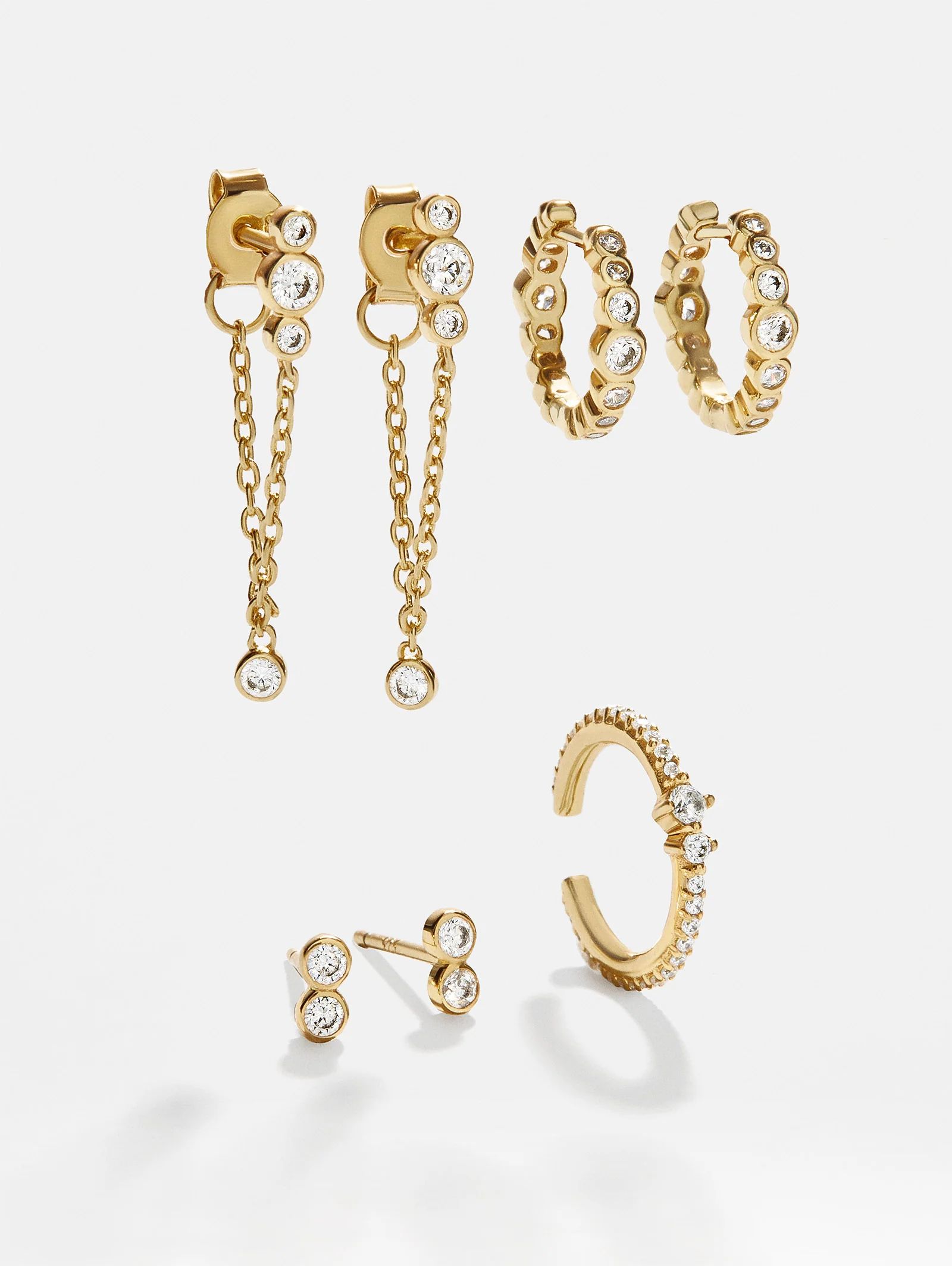 Lexi 18K Gold Earring Set - Clear/Gold | BaubleBar (US)
