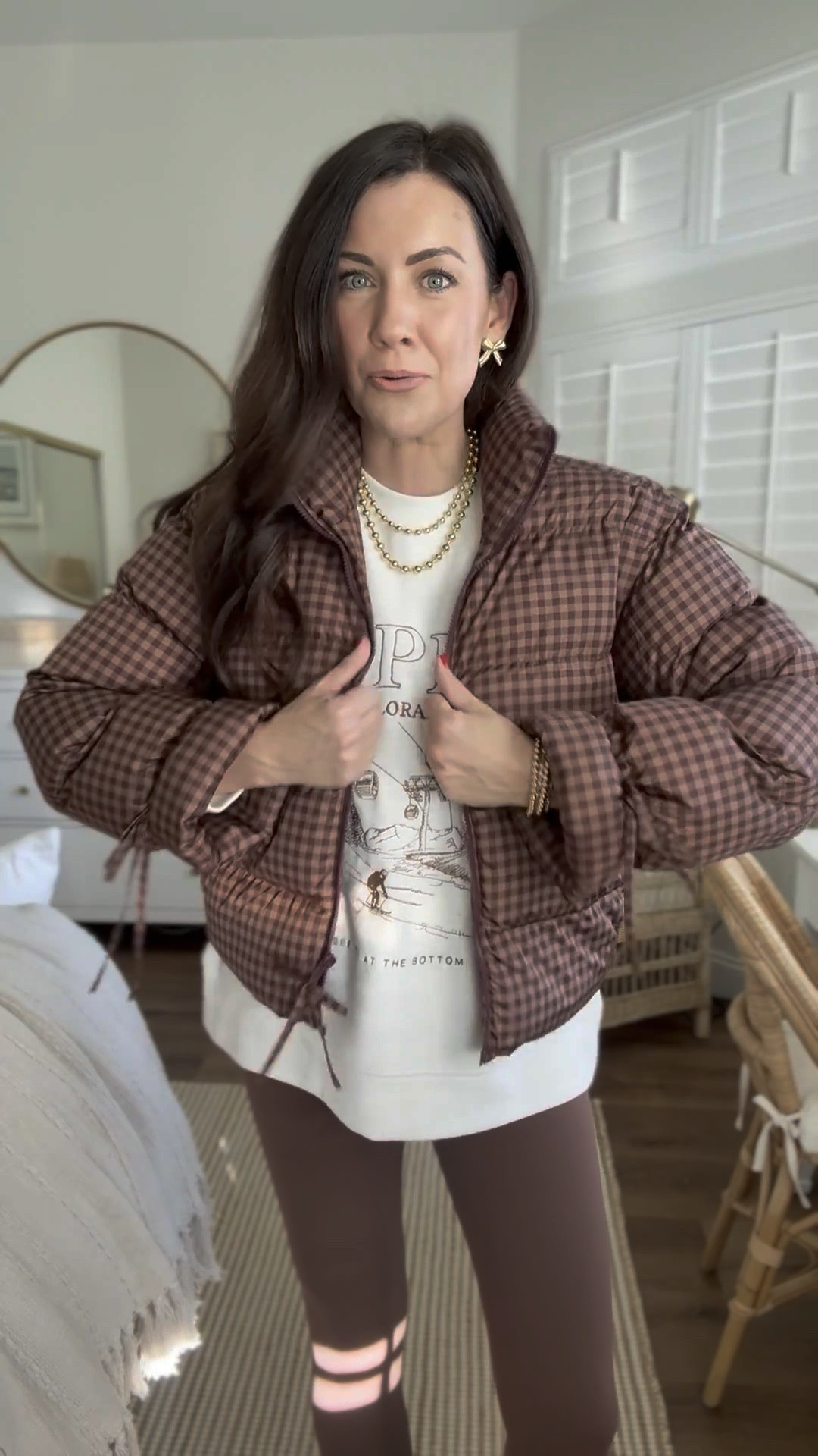 Small puffer
Large pullover
Small leggings
Uggs run tts 

#LTKHoliday #LTKCyberWeek #LTKGiftGuide