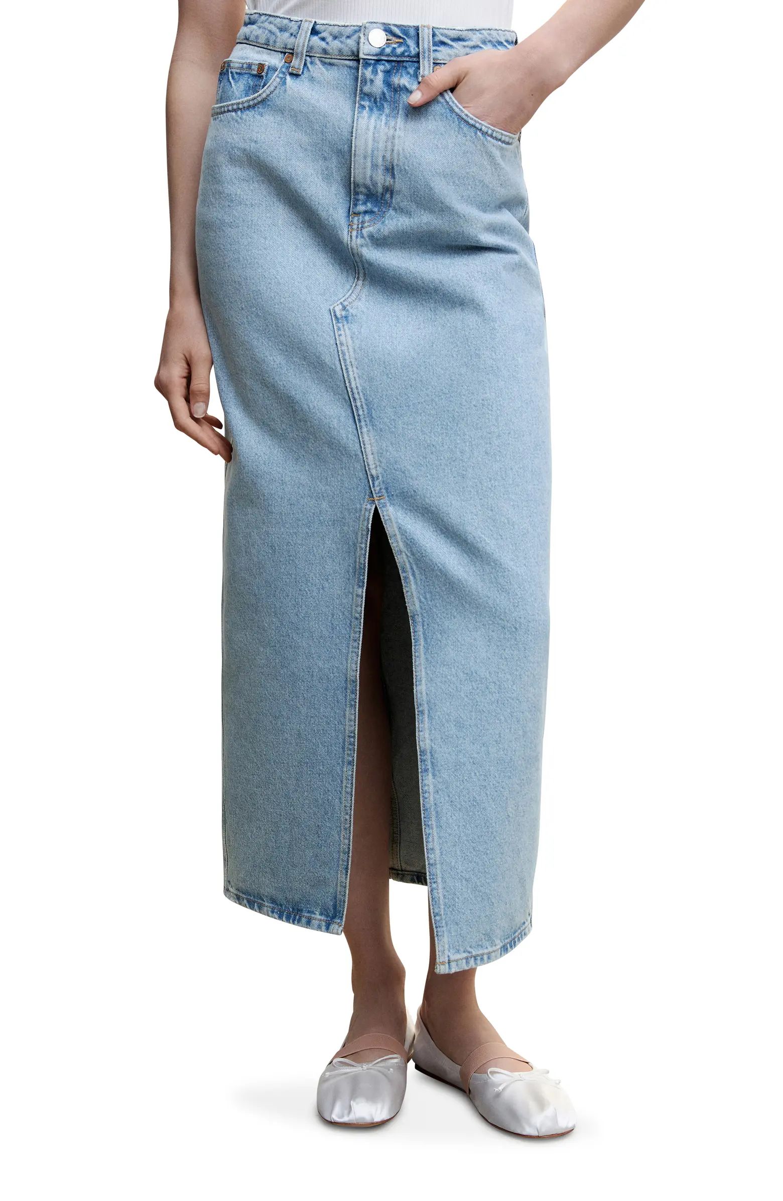 MANGO Denim Maxi Skirt | Nordstrom | Nordstrom