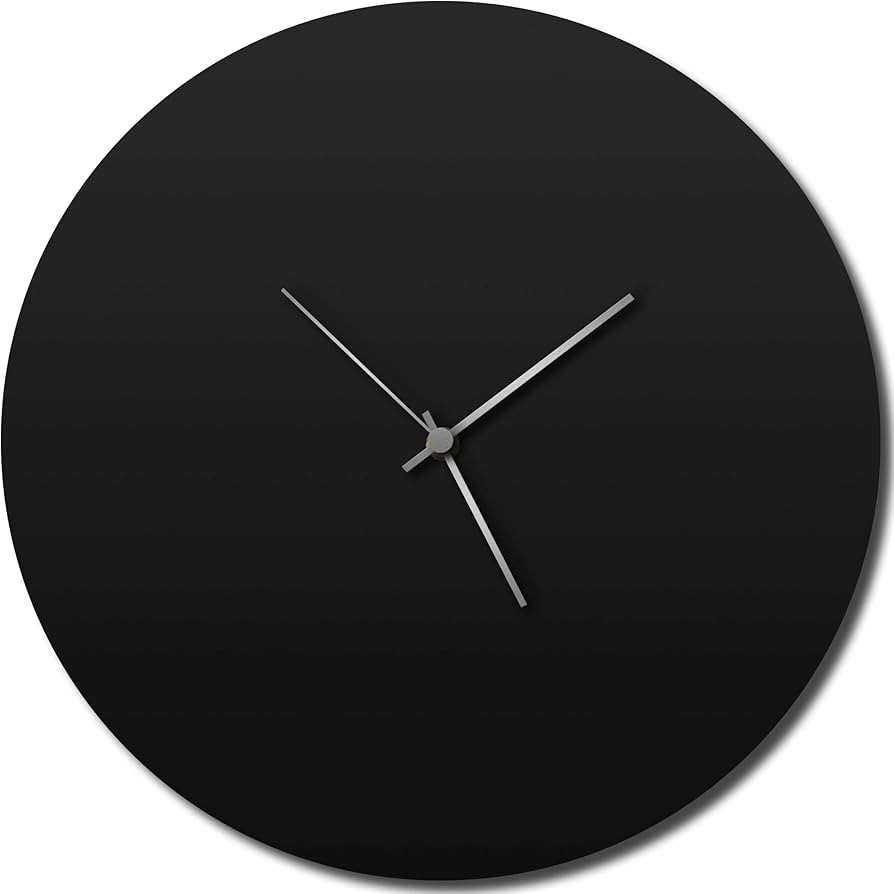 Modern Wall Clock 'Blackout Silver Circle Clock Large' Contemporary Black Home/Kitchen Decor - Mi... | Amazon (US)