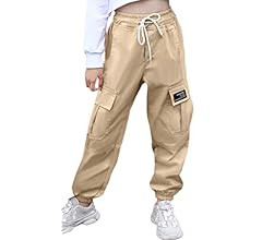 Amazon.com: Girl Pants, Jogger Multi-Pocket Elastic Waist Pull On Cargo Pants with Drawstrings, P... | Amazon (US)