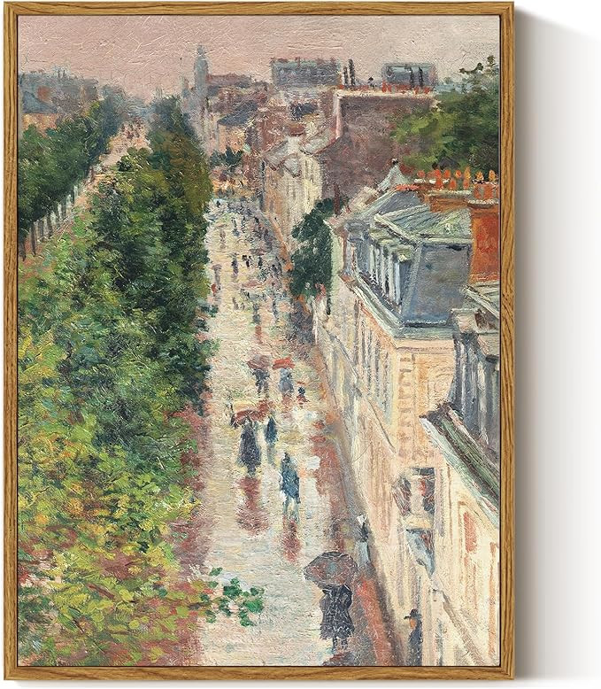 ARPEOTCY Vintage Framed Canvas Print Wall Art, French Paris Street Country Wall Decor, Natural Ci... | Amazon (US)