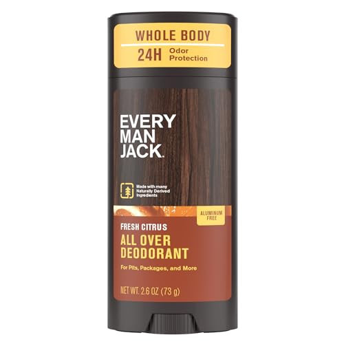 Every Man Jack All Over Deodorant - 24 Hour Whole Body Odor Protection - Aluminum Free - Fresh Citrus Scent 2.6 oz (1 Pack) | Amazon (US)